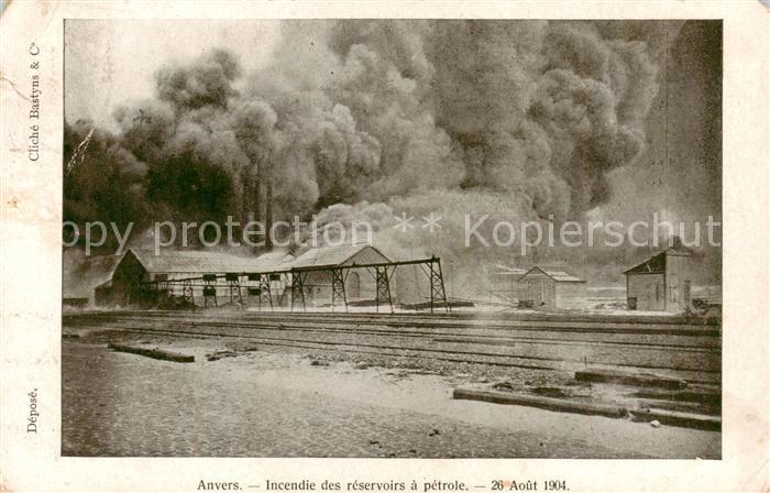 Anvers Antwerpen Incendie des reservoirs a petrole 26 Aout 1904