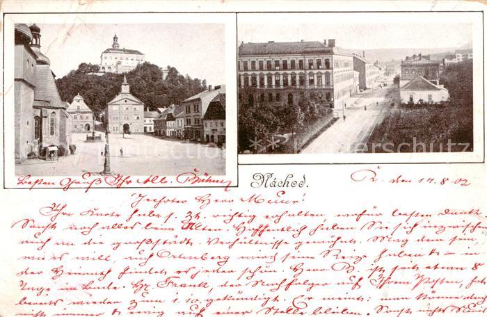 Nachod CZ Zentrum mit Blick zum Schloss Hauptstrasse