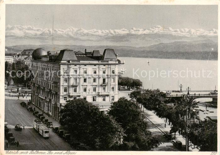Zuerich ZH mit Hotel Bellevue Zuerichsee Alpenpanorama