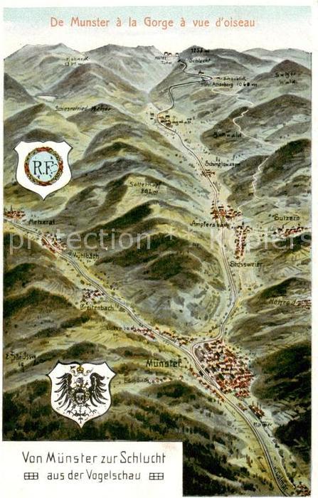 Muenster  Elsass Munster 68 Alsace De Munster a la Gorge a vue d oiseau