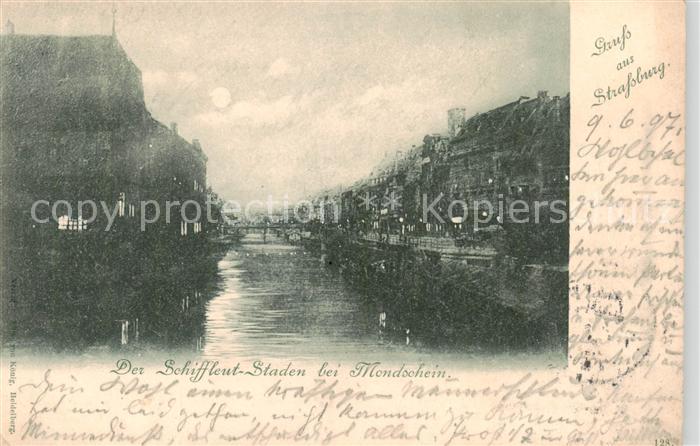 Strassburg  Strasbourg 67 Bas-Rhin Der Schiffleut Staden bei Mondschein