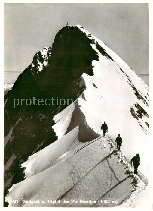 Piz Bernina 4049m GR Suedgrat und Gipfel Fliegeraufnahme