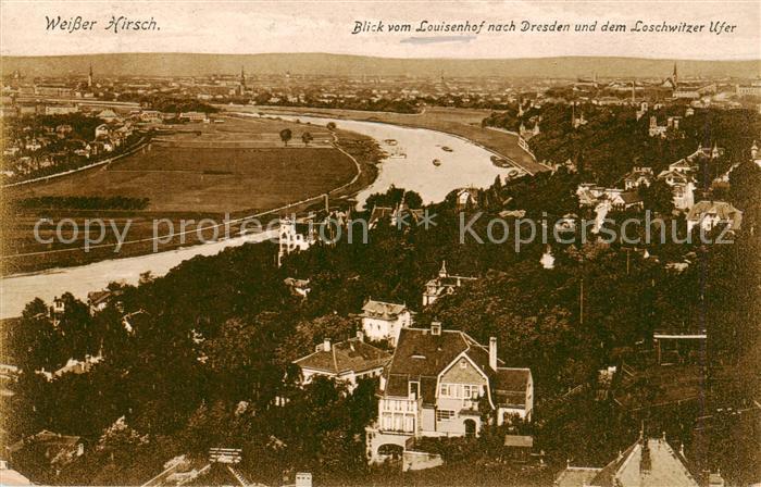 Dresden Elbe Weisser Hirsch Blick vom Luisenhof nach Dresden und Loschwitzer Ufe
