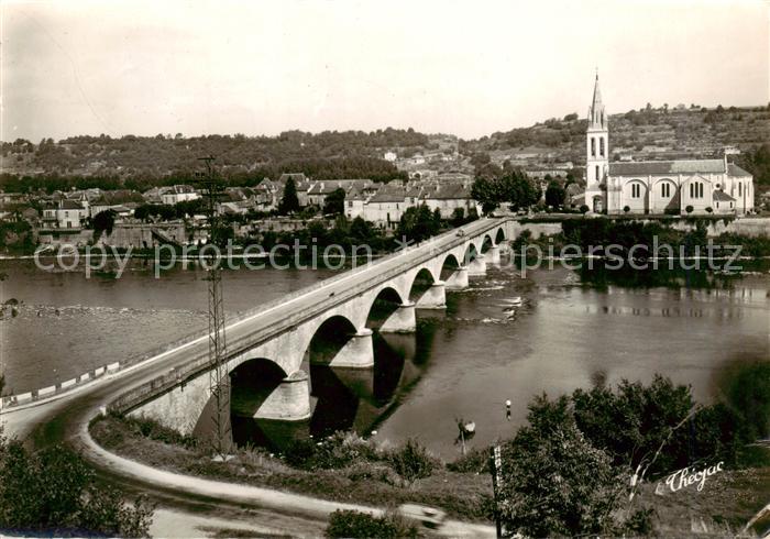 Lalinde Panorama mit Bruecke Kirche