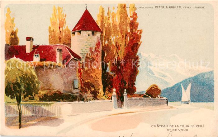 La Tour-de-Peilz VD Chateau Peinture Kuenstlerkarte Werbung Gala Peter Chocolat