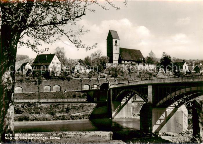 Plochingen Neckar Neckarbruecke mit evangelischer Kirche