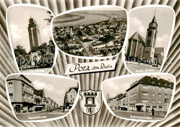 Porz Koeln Rhein Kirche Hauptstrasse Bahnhofstrasse Luftbild Wappen
