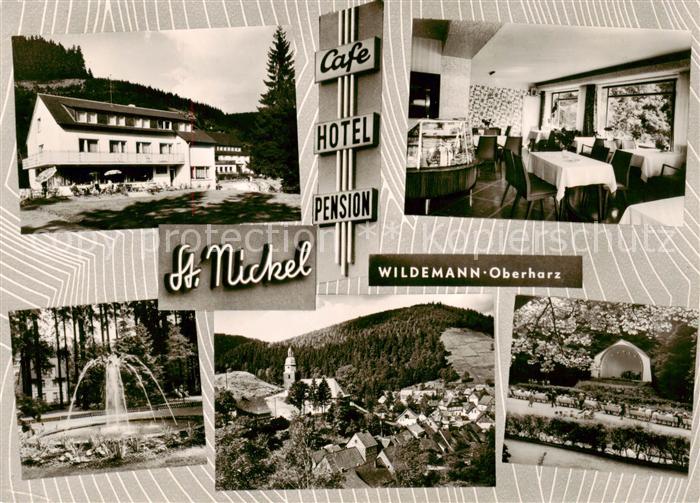 Wildemann Harz Cafe Hotel Pension St. Nickel Springbrunnen Konzertpavillon