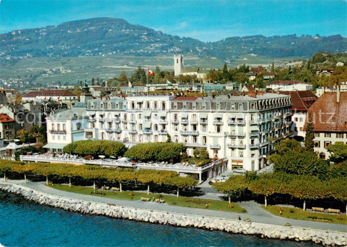 Vevey VD Hôtel des Trois Couronnes vue aérienne
