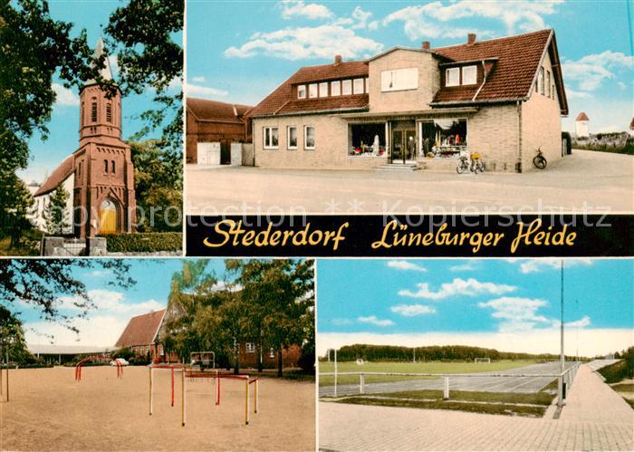 Stederdorf Uelzen Kirche Ladengeschaeft Kinderspielplatz Sportstadion
