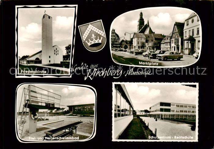 Kirchberg Hunsrueck Friedenskirche Marktplatz Freibad Hallenschwimmbad Schulzent