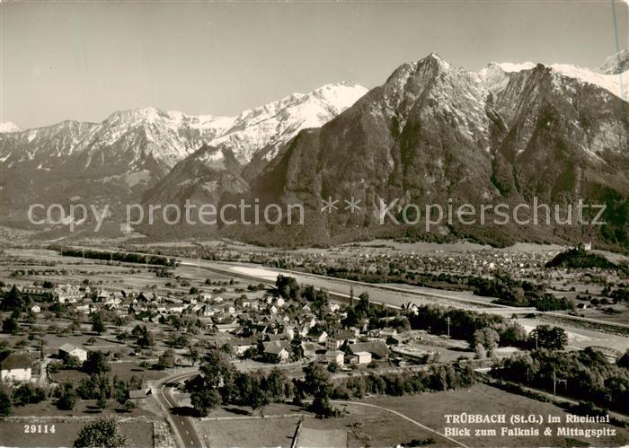 Truebbach Panorama Rheintal Blick zum Falknis und Mittagsspitz Raetikon