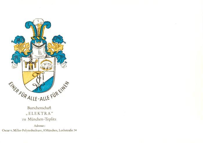 Teplitz Muenchen Wappen der Burschenschaft Elektra