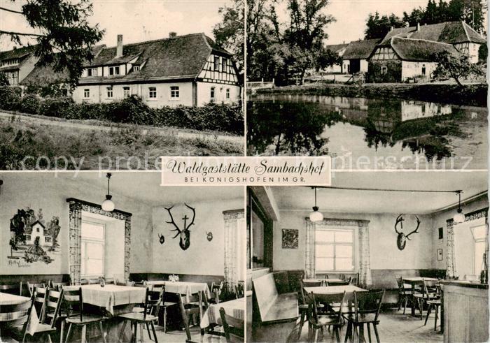 Koenigshofen Bad Waldgaststaette Sambachshof Gastraeume Schwanenteich