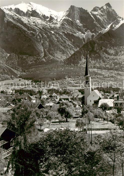 Bad Ragaz Ragatz SG mit Kirche und Falknis