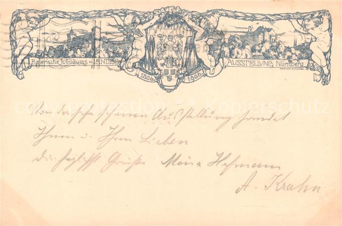NueRNBERG  CITY Bayerische Jubilaeums-Landesausstellung Kuenstlerkarte