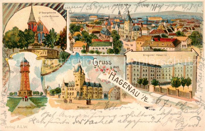 Hagenau 67 Bas-Rhin Alsace Stadtpanorama St. Georgskirche Wasserturm Museum Drag