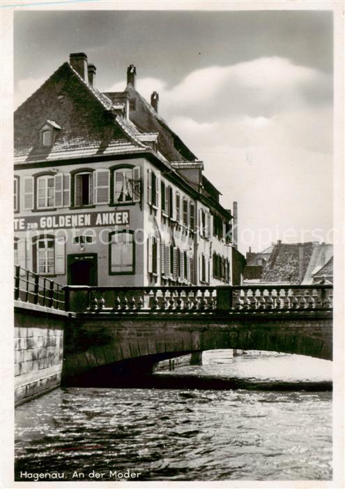 Hagenau 67 Bas-Rhin Alsace Partie an der Moder Bruecke Gaststaette zum goldenen