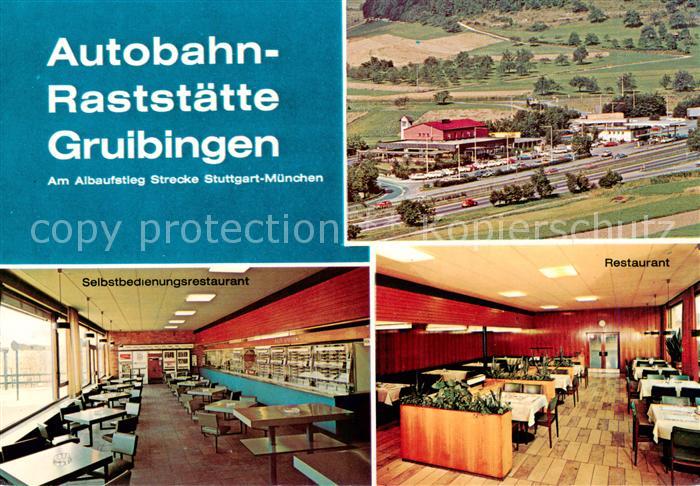 Gruibingen Autobahnraststaette Fliegeraufnahme Selbstbedienungsrestaurant Restau