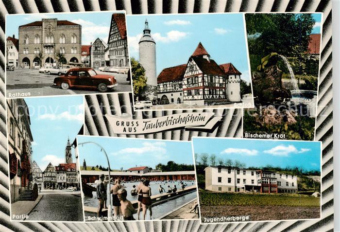 Tauberbischofsheim Rathaus Schloss Bischemer Kroet Partie Schwimmbad Jugendherbe