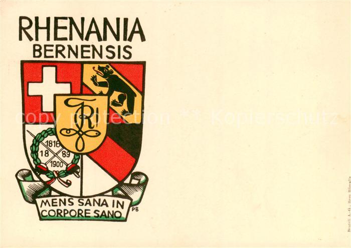 Bern BE Rhenania Bernensis Studentenverbindung Wappen