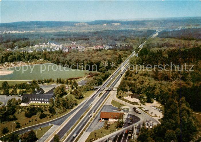 Siegburg Autobahn Rasthaus an der Autobahn Koeln Frankfurt Fliegeraufnahme
