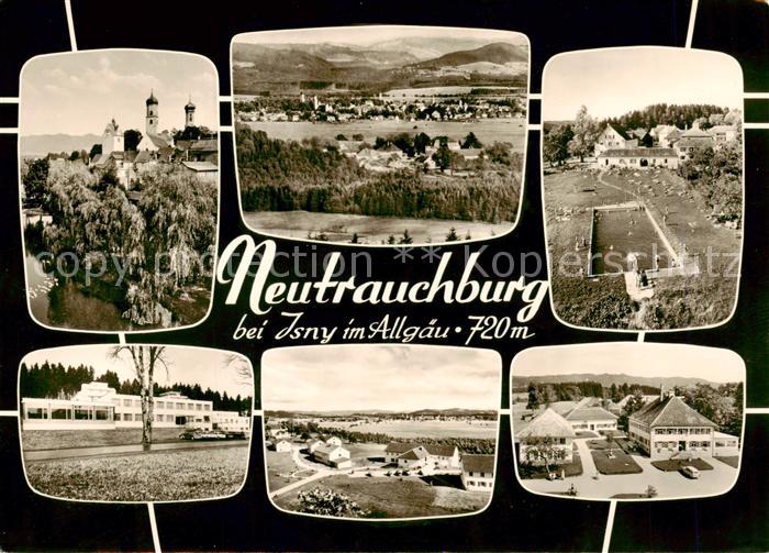 Neutrauchburg Kirche Schule Panorama Schwimmbad Teilansichten