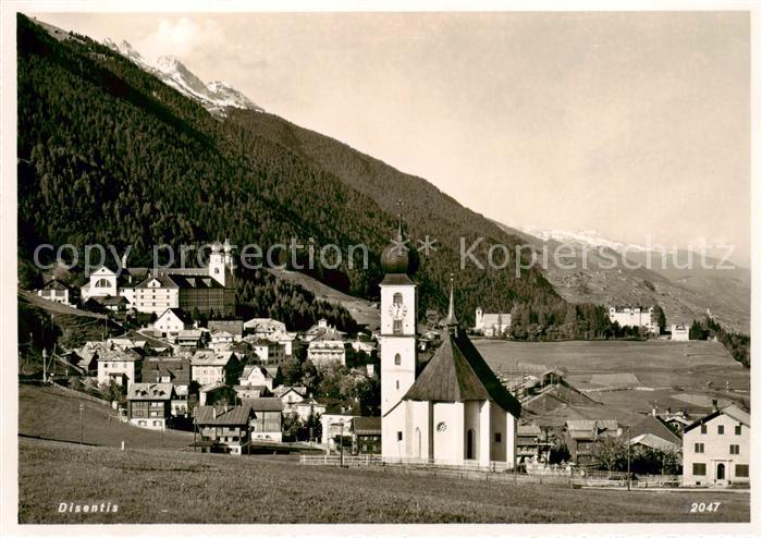 Disentis GR Ortsansicht mit Kirche