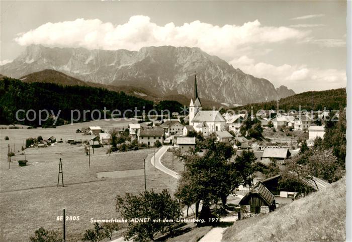 Adnet AT Panorama mit Kirche und dem Untersberg