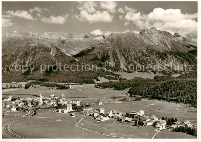 Celerina GR Fliegeraufnahme mit Muottas Muragl