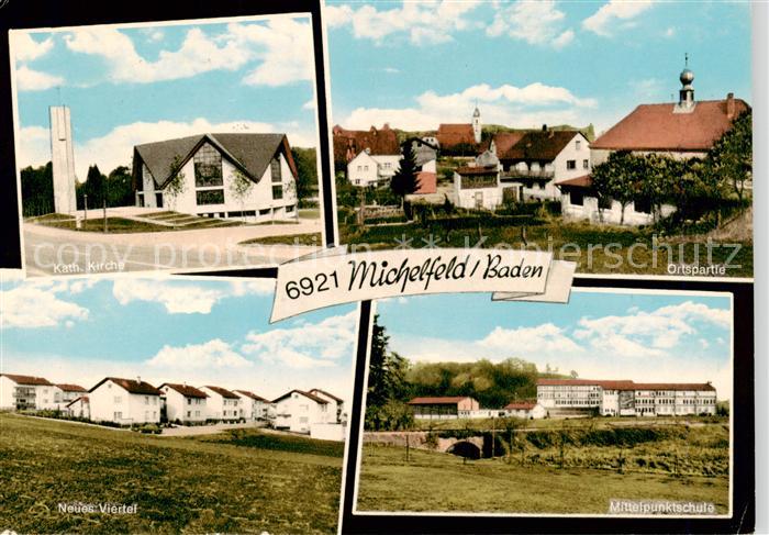 Michelfeld Baden Kath Kirche Ortspartie Neues Viertel Mittelpunktschule