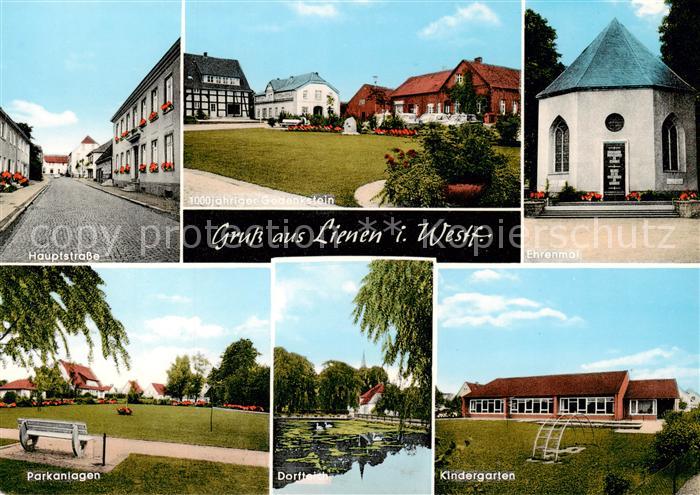 Lienen  Westfalen Hauptstrasse 1000jaehriger Gedenkstein Ehrenmal Parkanlagen Do