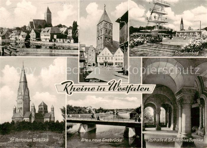 Rheine Altstadt Markt Schwimmbad St Antonius Basilika Alte und neue Emsbruecke V