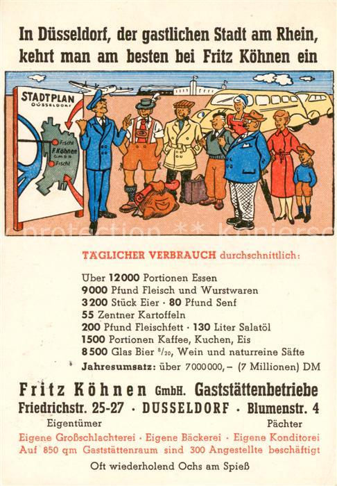 DuessELDORF CITY Fritz Koehnen GmbH Gaststaettenbetriebe Baeckerei Konditorei