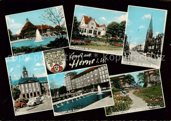 Herne  Westfalen Bahnhof Parkhaus im Stadtgarten Bahnhofstr Kath Kirche Raathaus