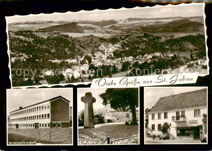 St Julian Pfalz Panorama Mittelpunktschule Kriegerdenkmal Lebensmittelgeschaeft
