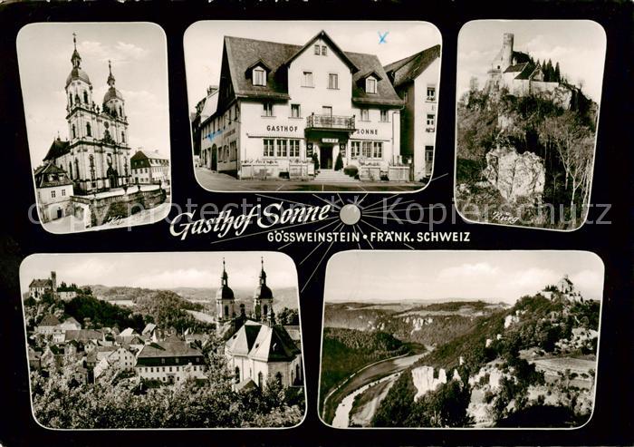 Goessweinstein Kirche Gasthof Sonne Burg Kirche Panorama
