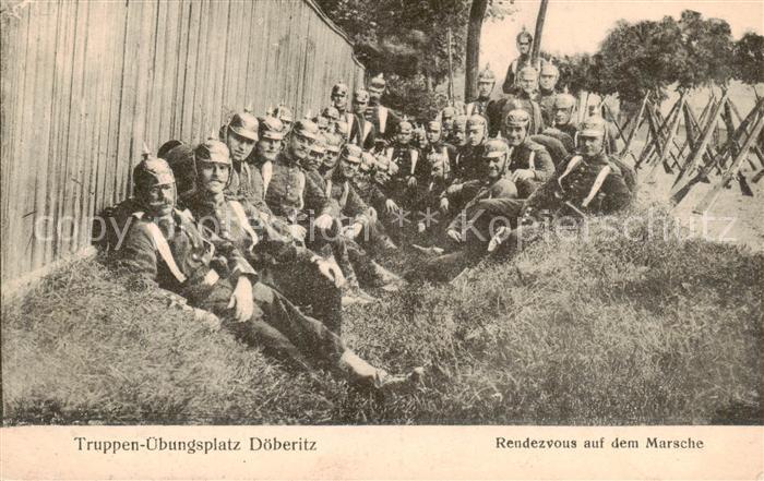 Doeberitz Truppenuebungsplatz Rendezvous auf dem Marsche Soldaten Feldpost