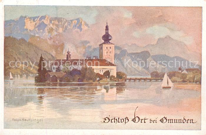 Gmunden Traunsee Salzkammergut AT Schloss Ort Kuenstlerkarte Karte Nr. 1897