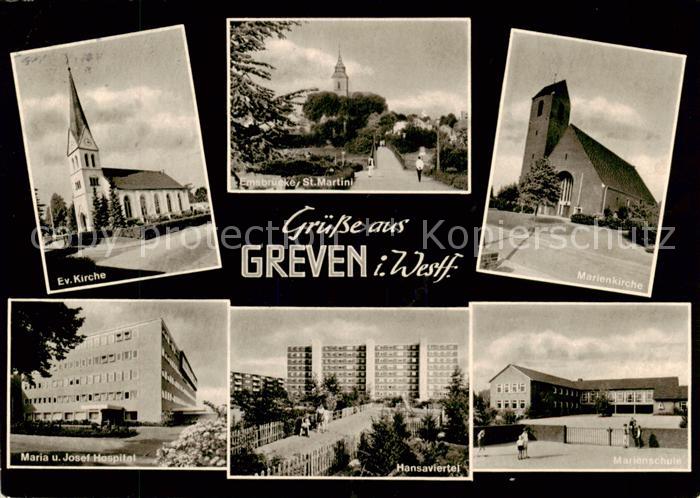 Greven  Westfalen Kirche Emsbruecke St. Martini Marienkirche Hospital Hansvierte