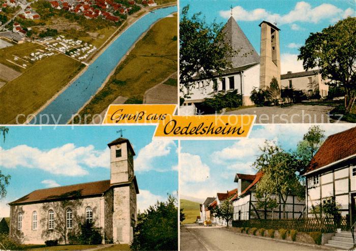 Oedelsheim Luftbild Kirche Strassenpartie