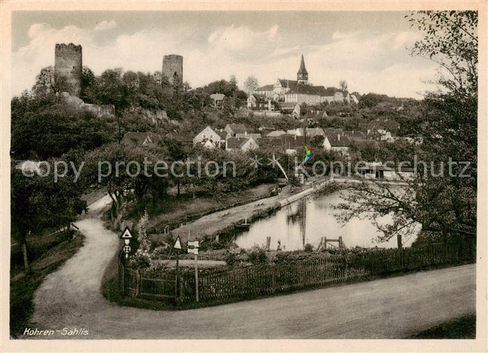 Kohren-Sahlis Panorama Freibad Blick zur Stadt Burgruinen Kirche