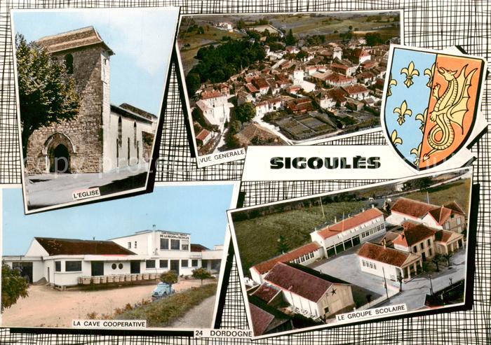 Sigoules 24 Dordogne Eglise La Cave cooperative Groupe Scolaire vue aérienne