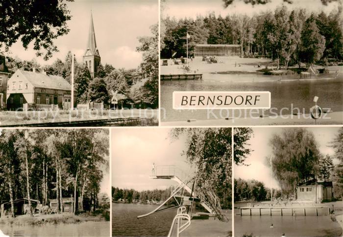 Bernsdorf Oberlausitz Motiv mit Kirche Badestrand