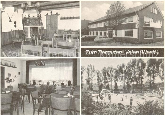 Velen Gasthof zum Tiergarten Gastraum Freibad
