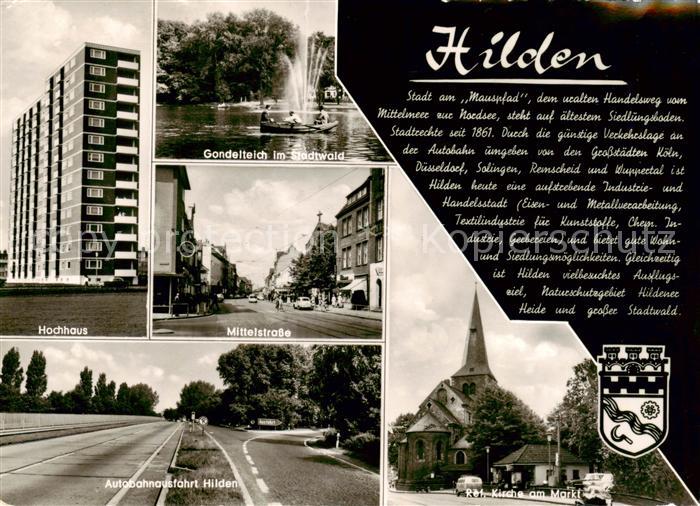 Hilden  Mettmann Hochhaus Gondelteich Stadtwald Mittelstrasse Kirche Autobahnaus