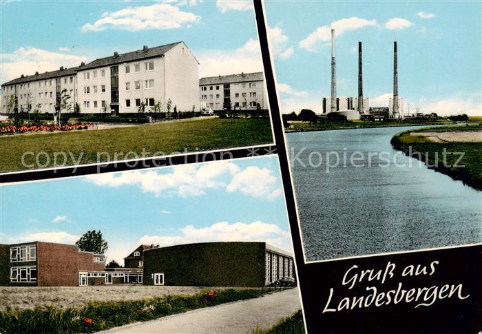 Landesbergen Wohnsiedlung Schule Partie an der Weser Kraftwerk