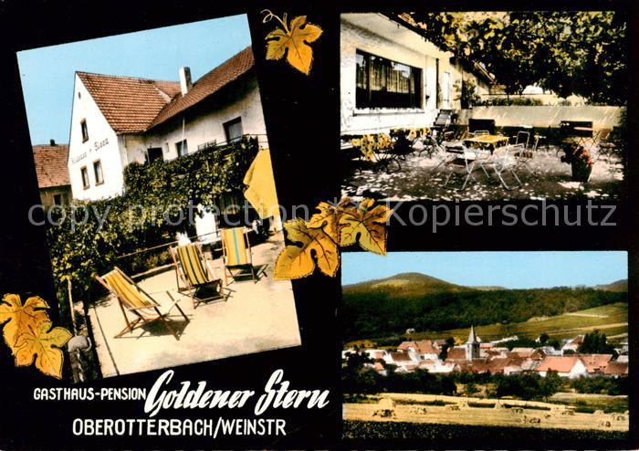 Oberotterbach Pfalz Gasthaus Pension Goldener Stern Ortsansicht mit Kirche