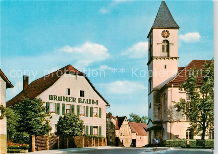 Langensteinbach Karlsbad Gasthaus Gruener Baum Kirche