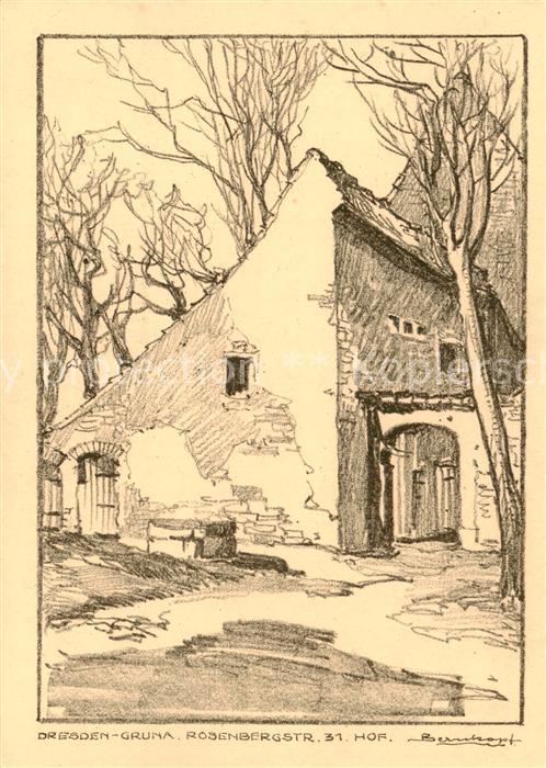 Gruna Dresden Hof in der Rosenbergstrasse Zeichnung